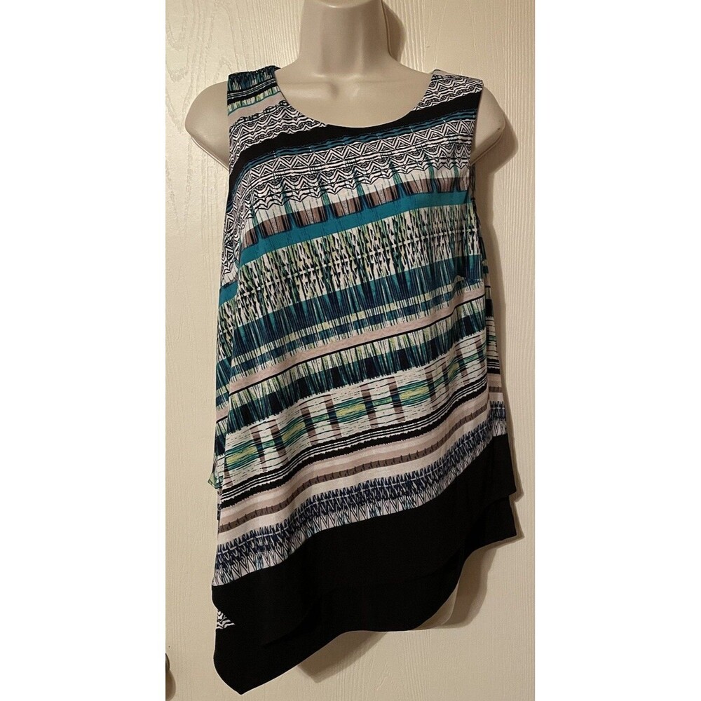 CoCo Bianco Multicolor Sleeveless Tunic Size Large Abstract Geometric Shapes